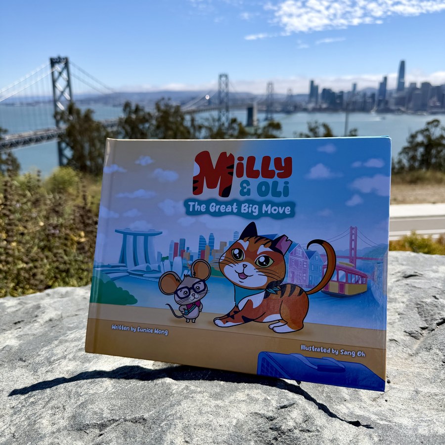 Milly & Oli: The Great Big Move with San Francisco skyline